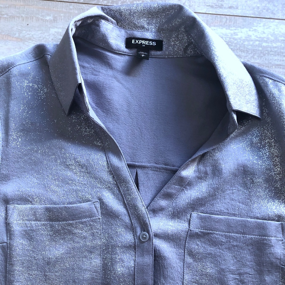 Express Silver Blouse Sparkly S NEW